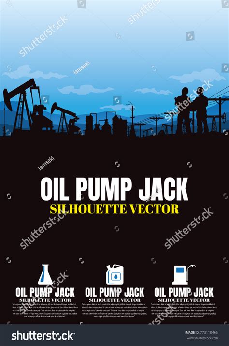Oil Rig Industry Silhouettes Backgroundvector Illustration Stock Vector