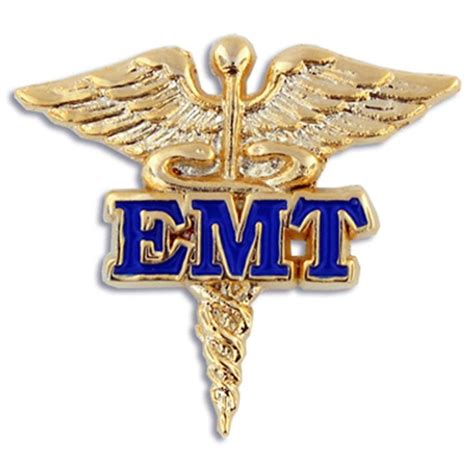 Pinmarts Emt Caduceus Gold And Blue Medical Enamel Lapel Pin