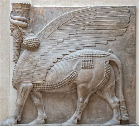 Antigua Escultura De Babilonia Y Asiria De Mesopotamia