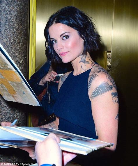 Jaimie Alexander Shows Off Her Fake Blindspot Tattoos In Catsuit Jaimie Alexander Alexander