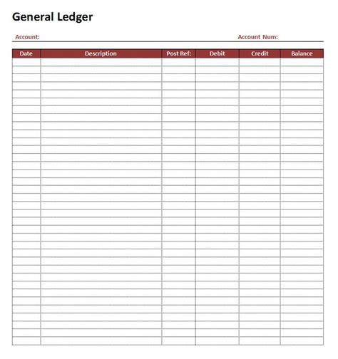 This is a digital download (80.5 kb) General Ledger MS Word Template | General ledger, Word ...