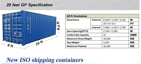 Standard Iso 20 Ft Container Dimensioni Buy 20 Ft Container