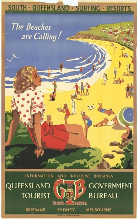 The Beaches Are Calling Vintage Travel Surf Beach Poster Retro Canvas