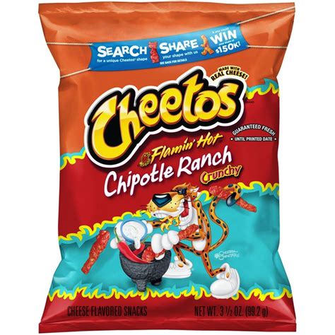 Cheetos Flamin Hot Chipotle Ranch Crunchy Cheese Flavored Snacks