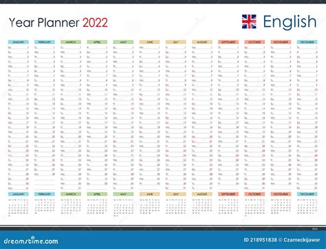 Planner Calendar For 2022 Wall Organizer Yearly Planner Template