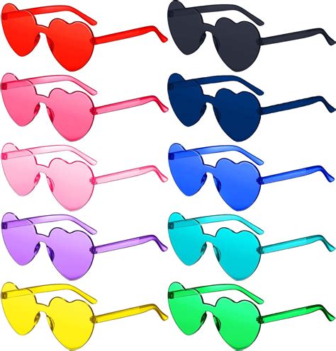 rtbofy 10 pcs heart sunglasses for fashion party queen style rimless heart shaped