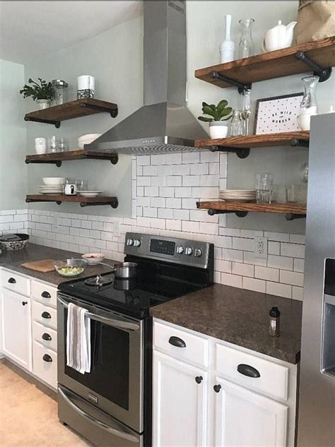 Rustic Wood Floating Shelves Floating Shelves Kitchen Industrial Pipe