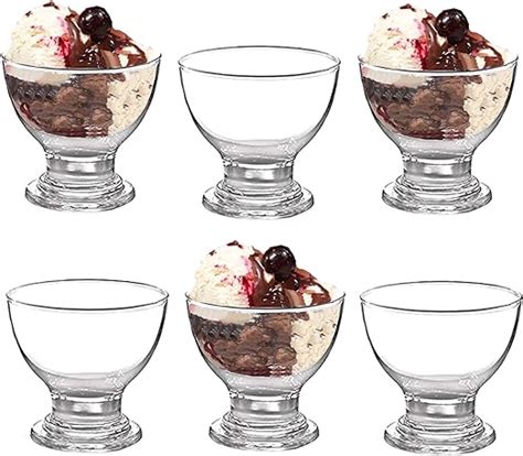 Gk Global Kitchen Glass Dessert Bowls Sundae Ice Cream Set Of 6 Short Stemmed Prawn Cocktail