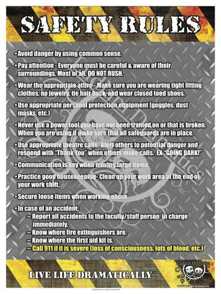 We'll explain what some of the most bizarre ones are used for. Safety Rules Poster | Ludlam Dramatics- Classroom ...