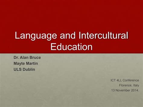 Language And Intercultural Education Ppt