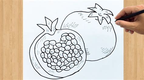 How To Draw A Pomegranate Fruit Easy Step By Step Youtube