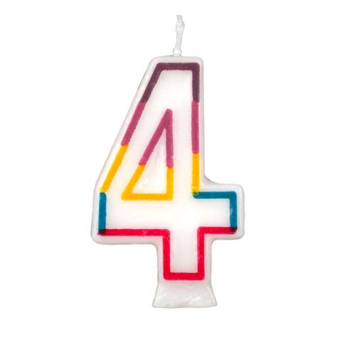 Colorful Birthday Candle Number 4 Rainbow Border Cake Toppers