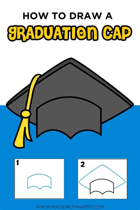 How To Draw A Graduation Cap Easy Step By Step Tutorial Made With Happy