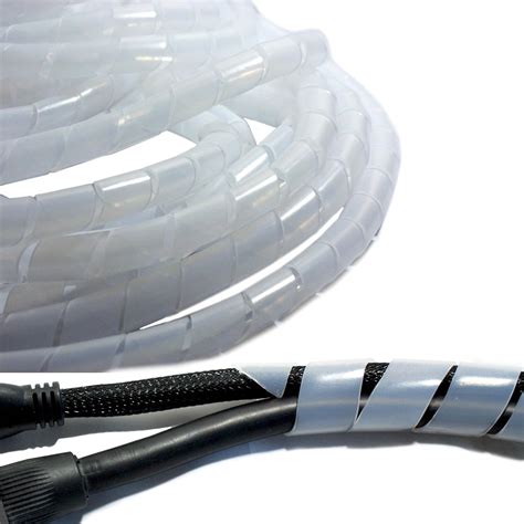 10m Cable Tidy Spiral Neutral Coiled Wrap For Uk Electronics