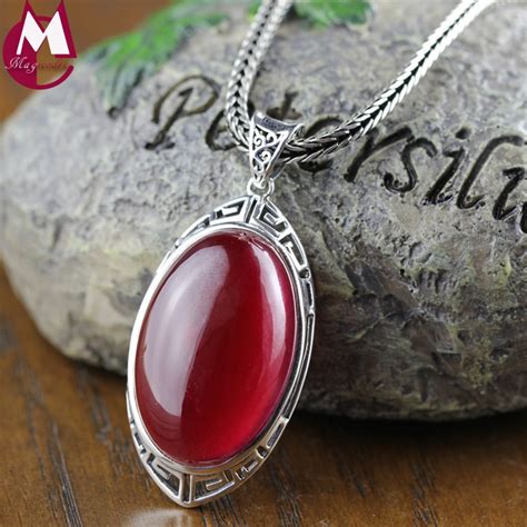 Big Gemstone Jewelry 20mm30mm Oval Red Ruby Pendant Vintage Hollow