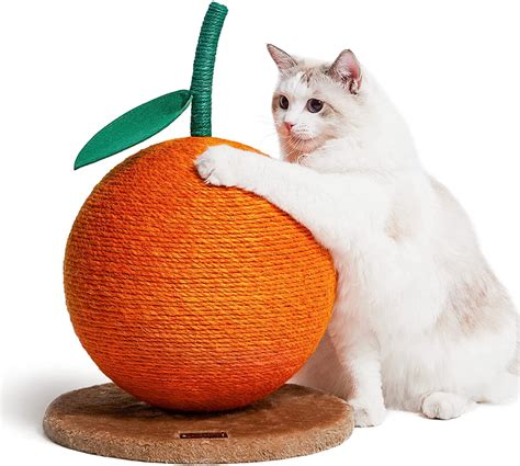 vetreska cat scratching post orange cat scratcher with sisal rope scratch post for kitten 18 11