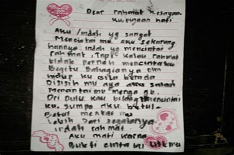 Ini Surat Wasiat Indah Buat Pacar Sebelum Bunuh Diri