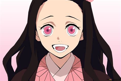 Demon Nezuko Smiling Without Bamboo Muzzle Hd Wallpaper Download