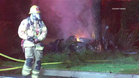 Tustin Fiery Crash Splits Car In Half Critically Burns Occupant