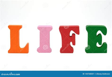 English Word Life Of Colorful Wooden Letters Stock Image Image Of