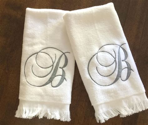 Two Single Initial Embroidered Towels Monogrammed Guest Etsy