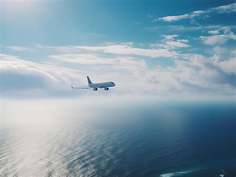 Premium Ai Image A Plane Flying Over The Ocean