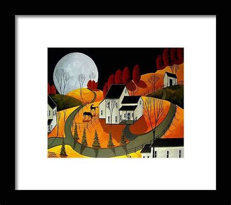 Frisky Autumn Eve A Folkartmama Folk Art Framed Print By Debbie