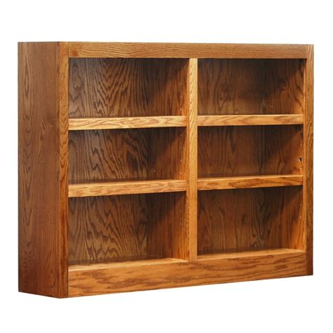 Concepts In Wood 6 Shelf Double Wide Wood Bookcase 36 Inch Tall Oak