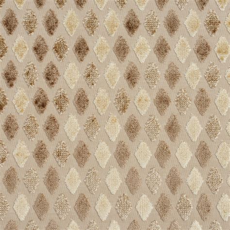Beige Tan And Brown Soft Velvet Tufted Diamond Pattern Upholstery Fabric