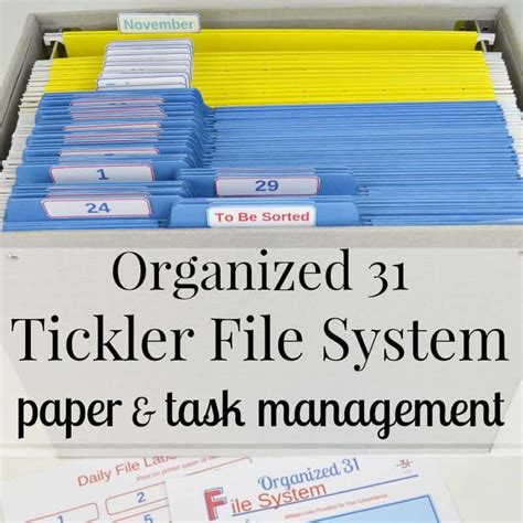 Organized 31 Tickler File System Organized 31