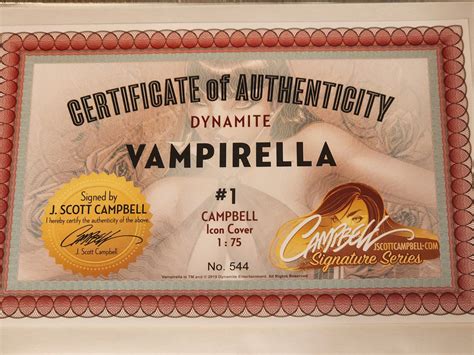 Vampirella 1 J Scott Campbell 175 Ratio Variant Signed W Coa Comic