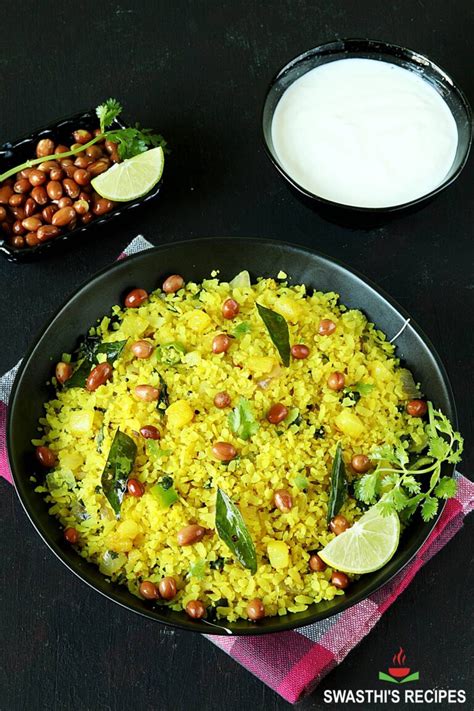 Poha Recipe Spiced Flattened Rice Swasthi S Recipes