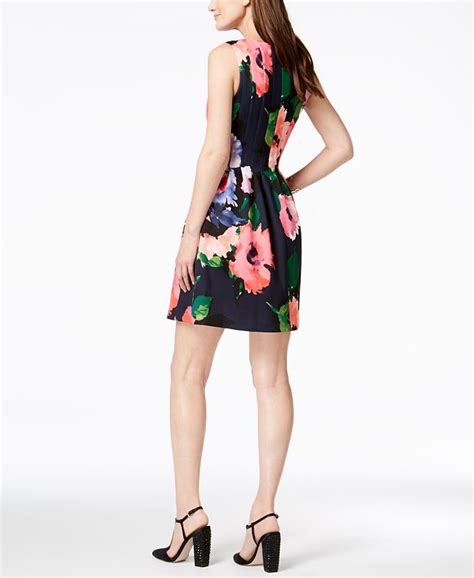 Vince Camuto Floral Print Fit And Flare Dress Macys