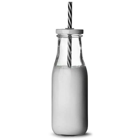 Mini Milk Bottle With Lid And Straw 16oz 470ml Drinkstuff
