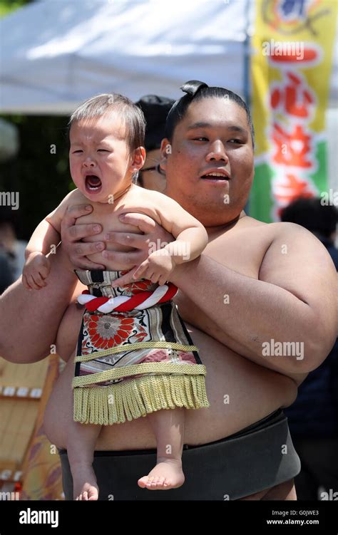 Tokyo Japan Th Apr Sumo Wrestlers Try To Make Babies Cry At Naki Zumo Or Crying