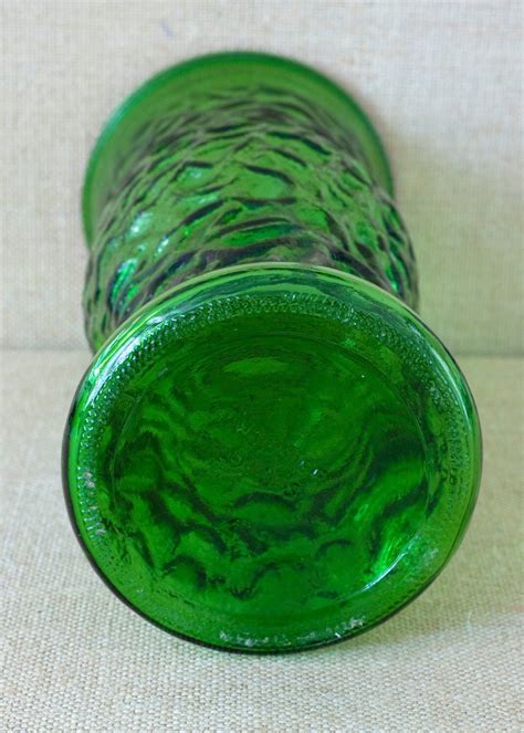 Mid Century Vintage Hoosier Green Glass Vase Etsy Canada In 2022 Green Glass Green Glass