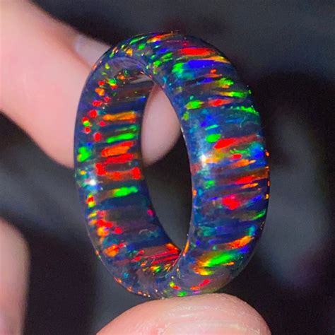 8mm Black Flame Solid Opal Ring Handmade Bello Opal Ring Etsy