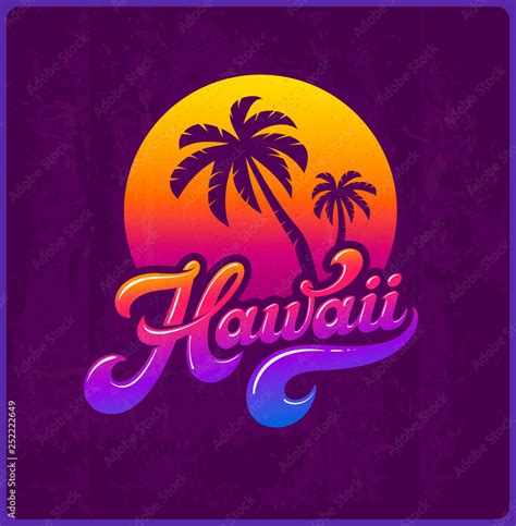Vecteur Stock Vintage Hawaii Vector Background With Tropical Palm Tree