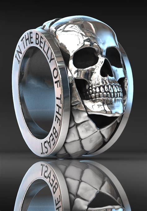 Skull Ring Sterling Silver Handmade Skull Rings Bullet Jewelry Geek