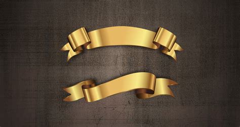 golden decorative vector ribbons set decorative vectors