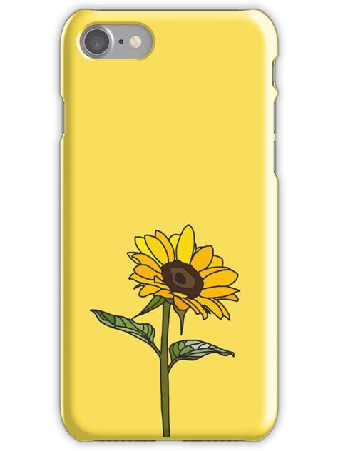 A Yellow Phone Case With A Drawing Of A Sunflower On The Front And Side