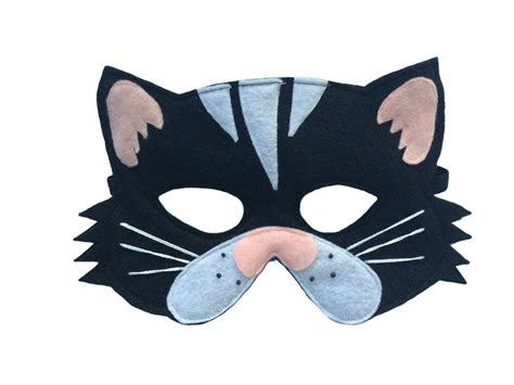Childrens Animal Black Cat Felt Mask And Tail Set Etsy Felt Mask