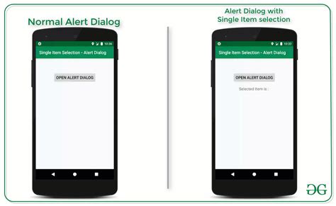 Alert Dialog With Singleitemselection In Android Geeksforgeeks