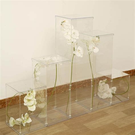 Clear Acrylic Pedestal Risers Transparent Acrylic Display Boxes