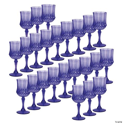 Bulk Purple Patterned Plastic Wine Glasses 48 Ct