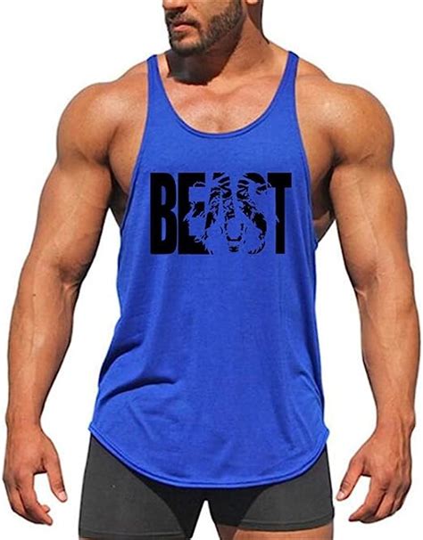 Yeehoo Men S Print Beast Y Back Cotton Gym Stringer Vest Tank Top
