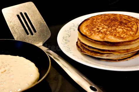 Making Pancakes For Breakfast In Skillet Stock Photo Image Of Fried