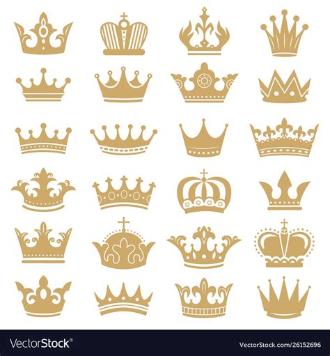 Gold Crown Silhouette Png Set Of Gold Crowns Isolated Vector Icons