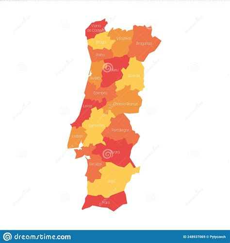 Mapa Administrativo Portugal De Los Distritos Ilustraci N Del Vector Ilustraci N De Naturalice