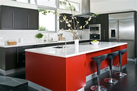 Red Kitchen Island Interior Design Ideas